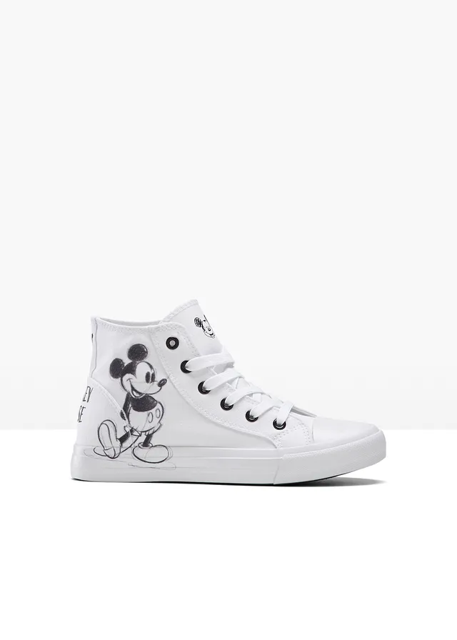 Kotníkové tenisky Disney Mickey Mouse z bavlněného plátna • bílá + černá • bonprix obchod