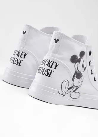 Kotníkové tenisky Disney Mickey Mouse z bavlněného plátna • bílá + černá • bonprix obchod