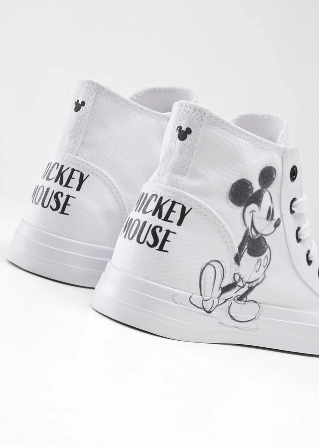 Baskets montantes Disney Mickey en toile coton • blanc + noir • product-page.page-title-suffix