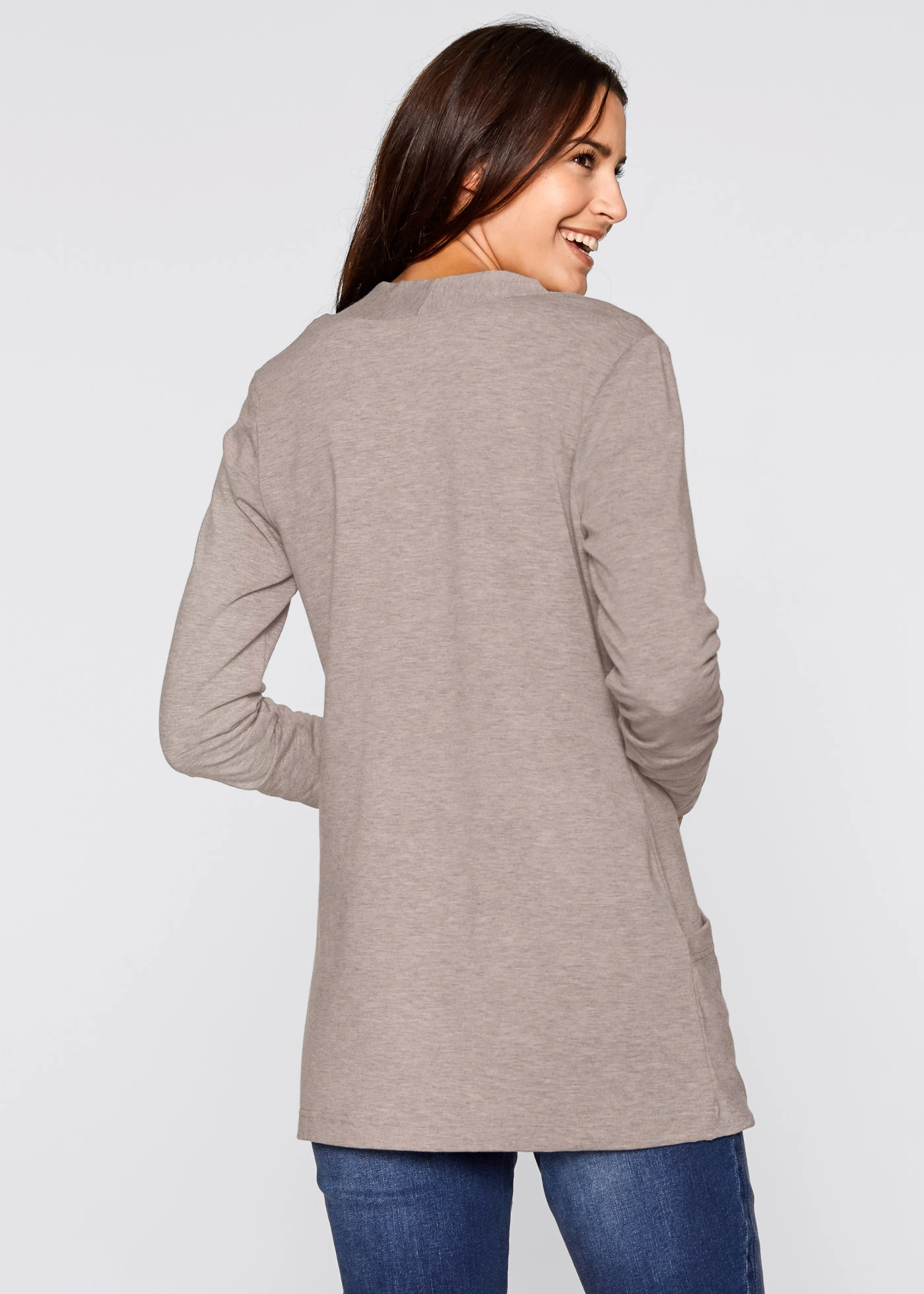 Gilet matière T-shirt extensible • marron clair • Boutique bonprix