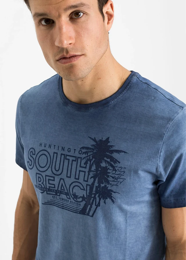 T-shirt aspect délavé 100% coton • indigo imprimé • product-page.page-title-suffix