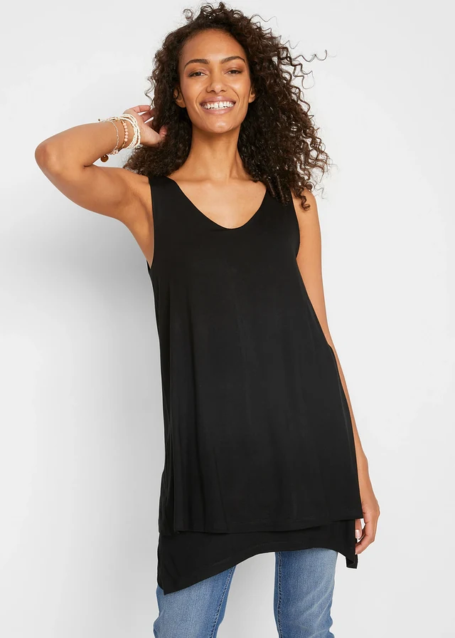 Top long double épaisseur en viscose extensible • noir • product-page.page-title-suffix