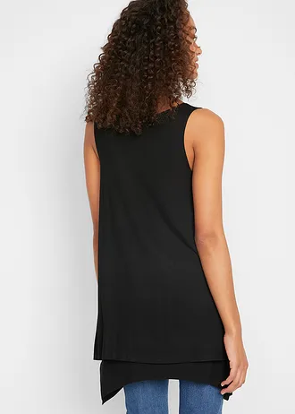 Dvouvrstvý dlouhý top z viskózové směsi, barva: černá