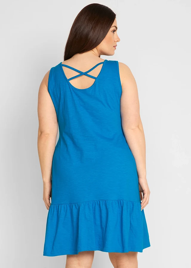 Robe en jersey 100% coton, Couleur: bleu océan
