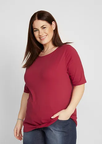 Tričko s lodičkovým výstřihem, barva: rudá