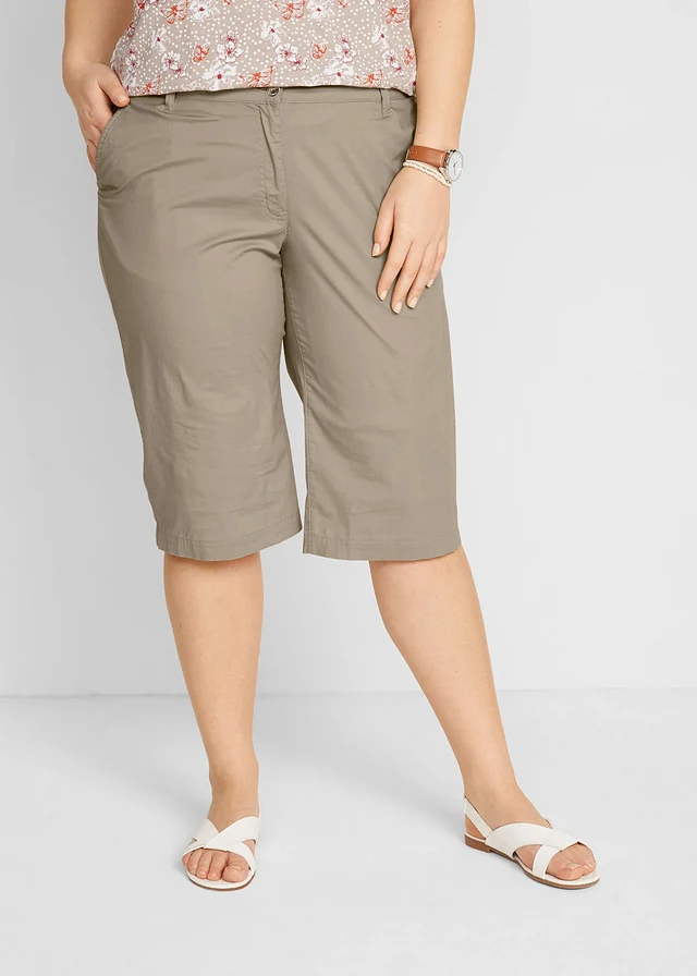 Lange bermuda met elastische taille, Kleur: sand