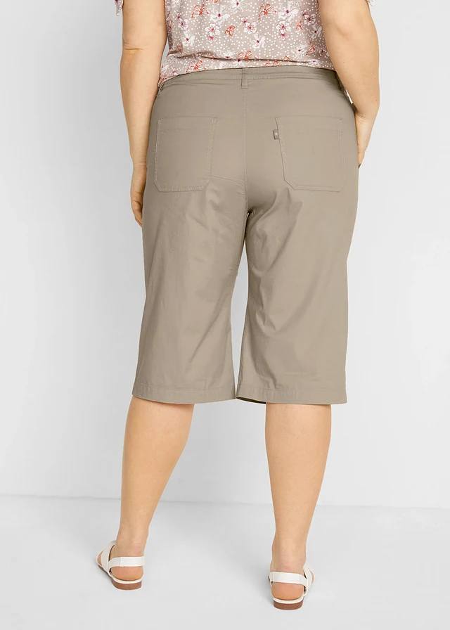 Lange bermuda met elastische taille, Kleur: sand