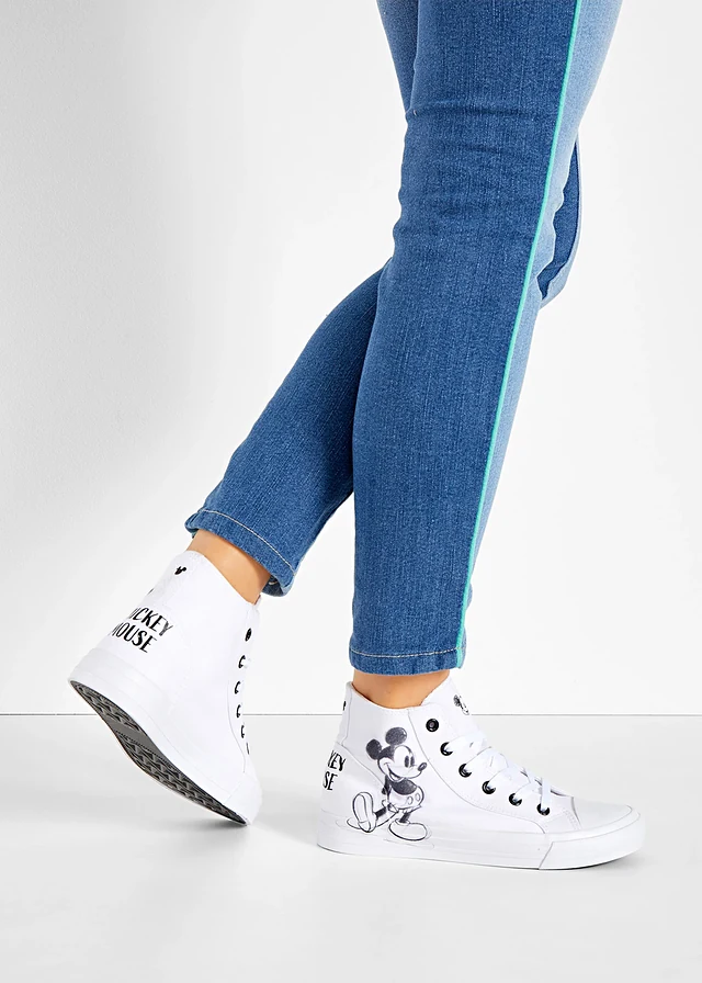Baskets montantes Disney Mickey en toile coton • blanc + noir • product-page.page-title-suffix