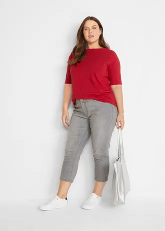 Tričko s lodičkovým výstřihem, barva: rudá