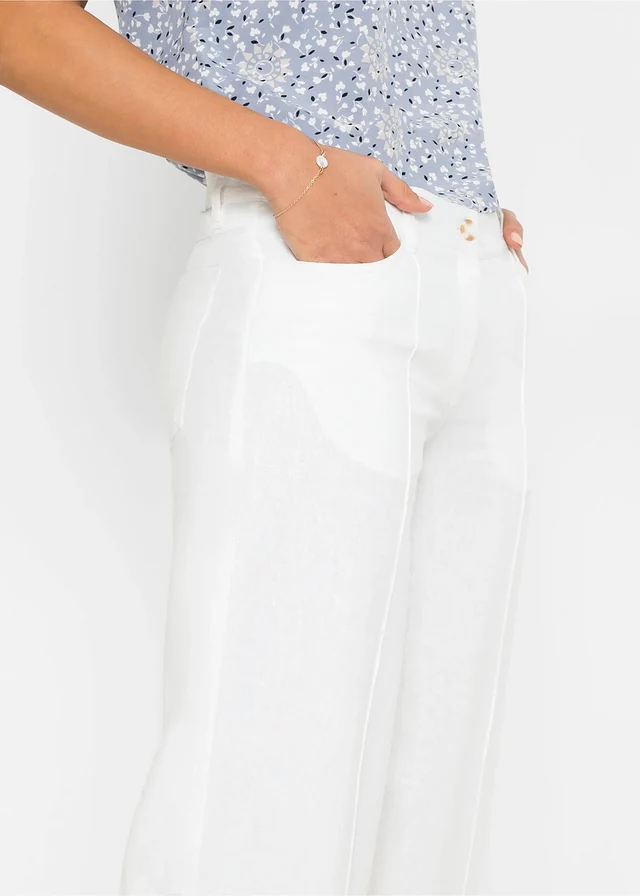 Pantalon palazzo léger en lin mélangé • blanc • product-page.page-title-suffix