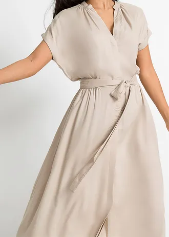 Košilové šaty ze splývavé viskózy • béžová • bonprix obchod