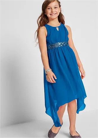 Chiffon jurk met pailletten, Kleur: Atlantisch blauw