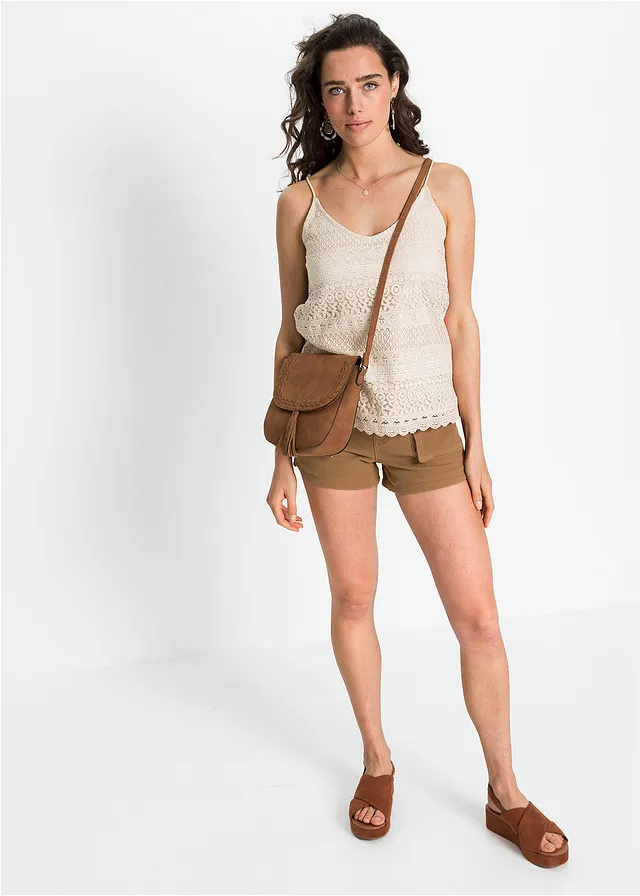 Top en dentelle, Couleur: beige