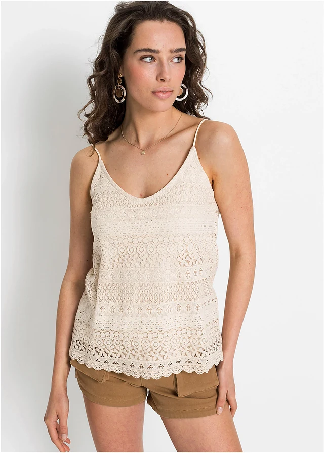 Top en dentelle, Couleur: beige