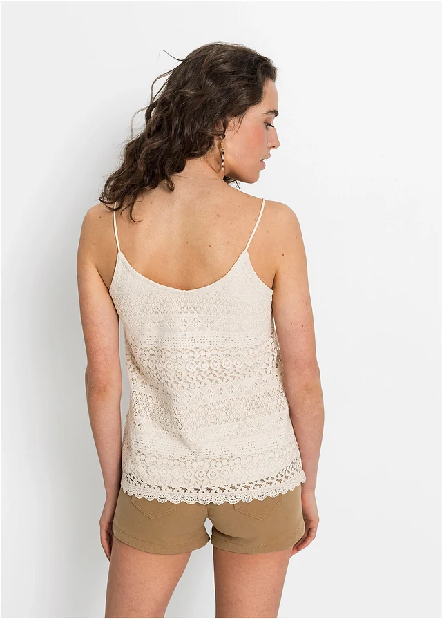 Top en dentelle, Couleur: beige