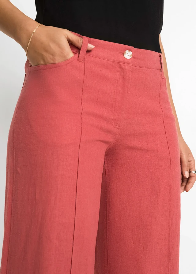 Pantalon palazzo léger en lin mélangé • rhubarbe • product-page.page-title-suffix