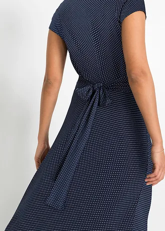 Rochie midi din mix cu viscoză • bleumarin-alb cu puncte • magazin bonprix