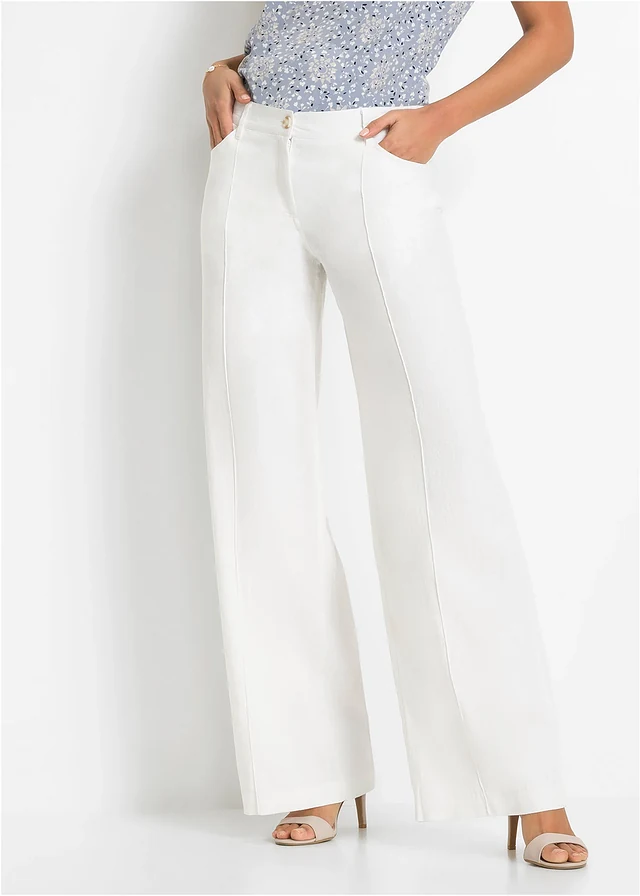 Pantalon palazzo léger en lin mélangé • blanc • product-page.page-title-suffix