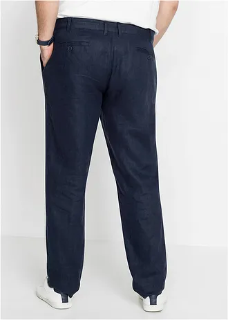 Chino kalhoty Regular Fit, Straight, z čistého lnu • tmavě modrá plus size • bonprix obchod