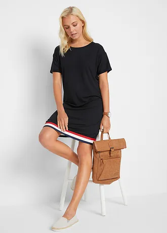 Jersey jurk in een zachte viscosemix, Kleur: zwart