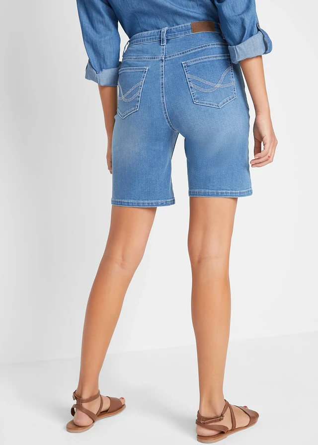 Bermuda en jean extensible, Couleur: denim bleu clair used