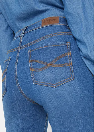 Jean slim, taille mi-haute, longueur 3/4 • bleu used • Boutique bonprix