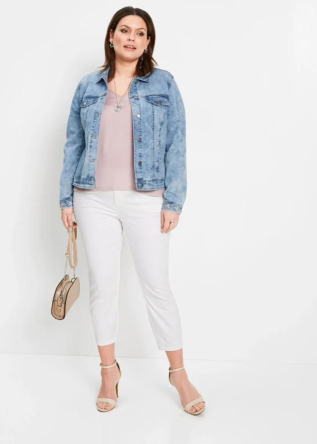 Veste en jean avec broderie, Couleur: bleu bleached