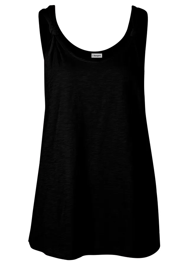Bavlněný top s uzlovými detaily • černá • bonprix obchod