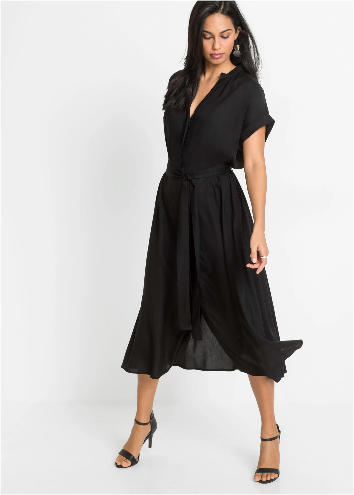 Košilové šaty ze splývavé viskózy • černá • bonprix obchod