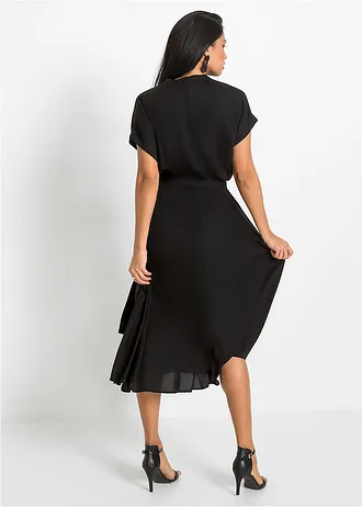 Overhemdjurk van soepelvallende viscose, Kleur: zwart