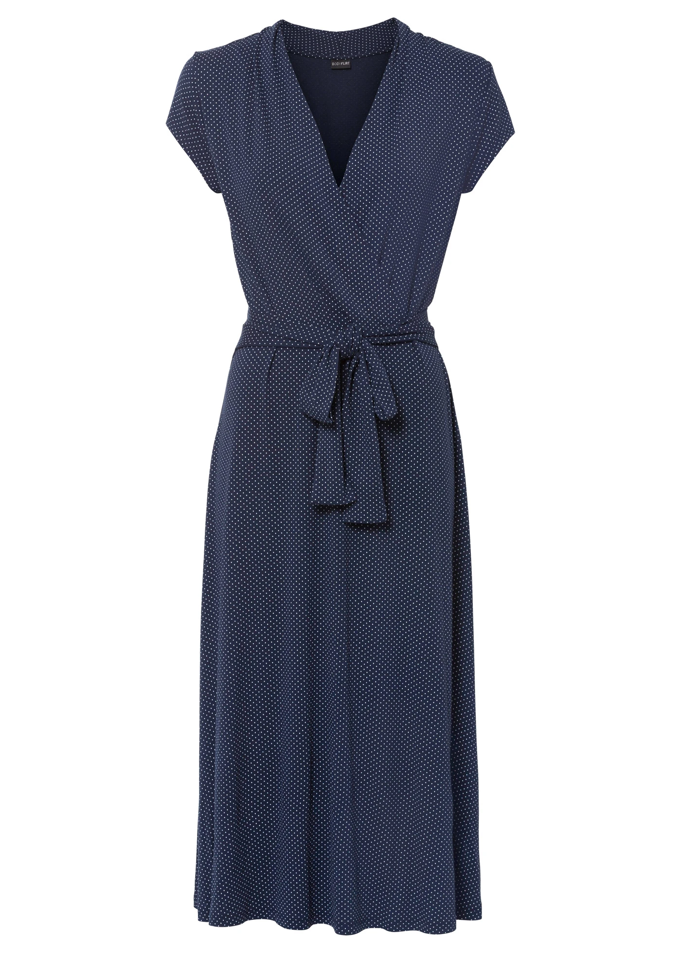 Rochie midi din mix cu viscoză • bleumarin-alb cu puncte • magazin bonprix