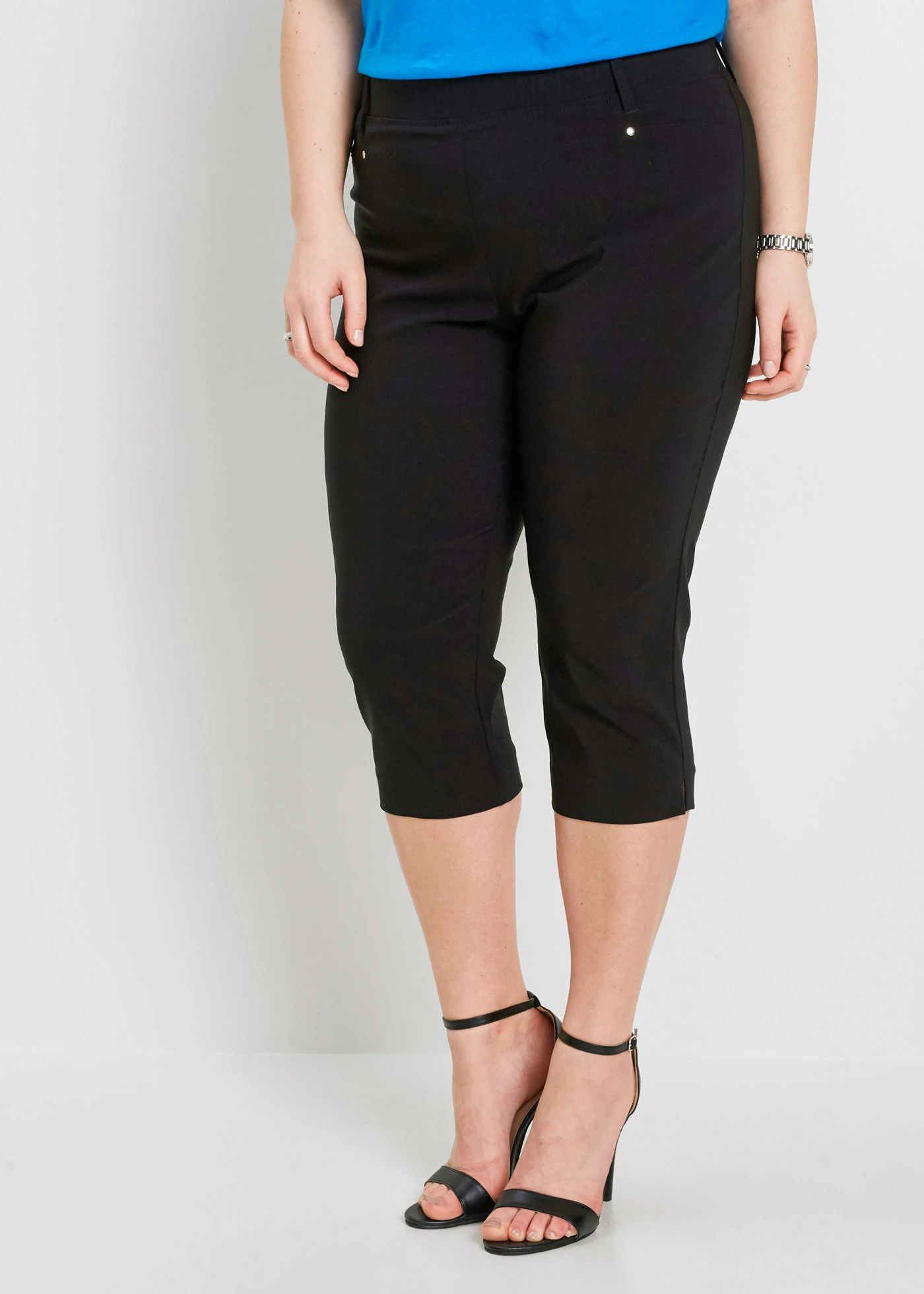 Stretch capri met elastische band • wit plus size • bonprix online shop