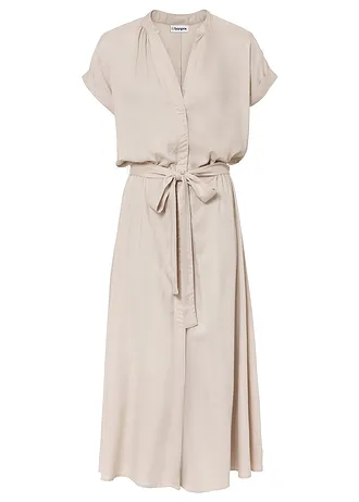 Košilové šaty ze splývavé viskózy • béžová • bonprix obchod