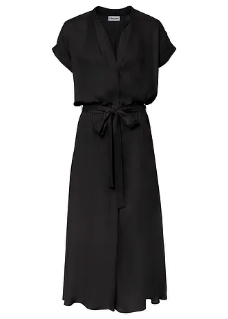 Košilové šaty ze splývavé viskózy • černá • bonprix obchod
