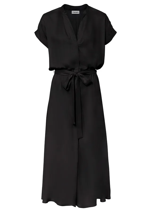 Košilové šaty ze splývavé viskózy • černá • bonprix obchod