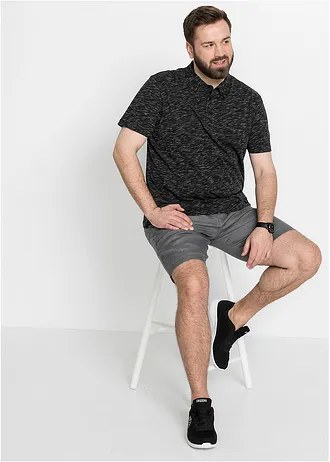 Poloshirt, korte mouw, Kleur: zwart gemêleerd