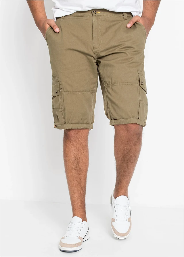 Bermuda cargo 100% coton, regular, Couleur: olive