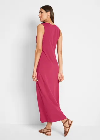 Katoenen maxi jurk (set van 2) • kiezelbeige gebloemd+effen bessenrood • bonprix online shop