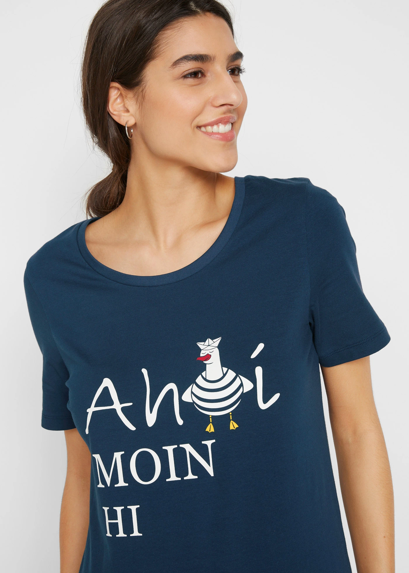 Katoenen T-shirt met maritieme print • donkerblauw met print • bonprix online shop
