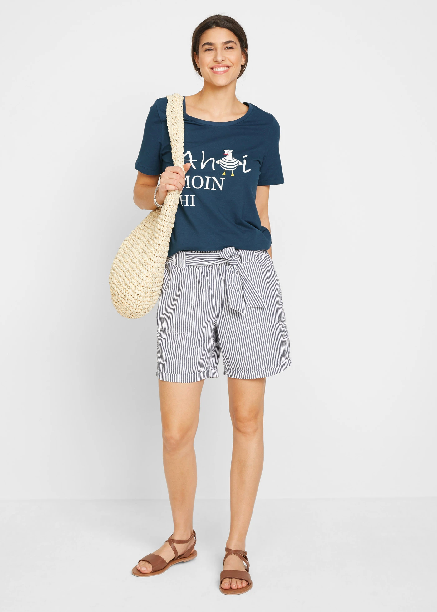 Katoenen T-shirt met maritieme print • donkerblauw met print • bonprix online shop