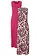 Katoenen maxi jurk (set van 2), Kleur: kiezelbeige gebloemd+effen bessenrood