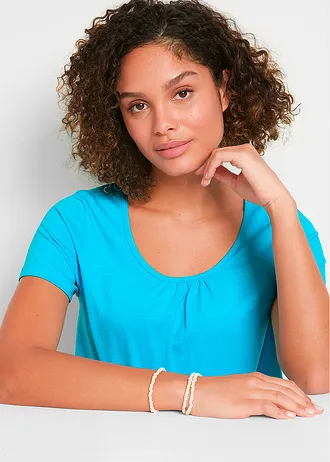 Triko s čisté bavlny, krátký rukáv • karibsky modrá • bonprix obchod