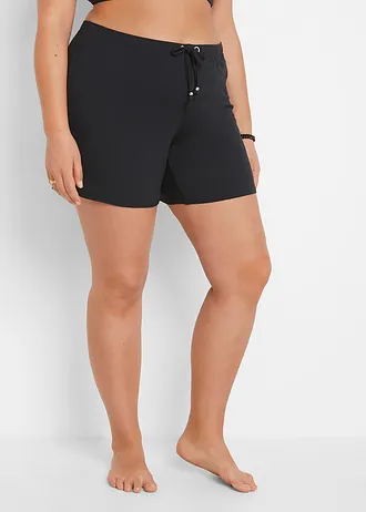 Plážové šortky z padavého viskózového mixu, farba: čierna