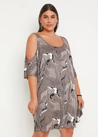 Plážové šaty z viskózy, farba: sivá potlačená