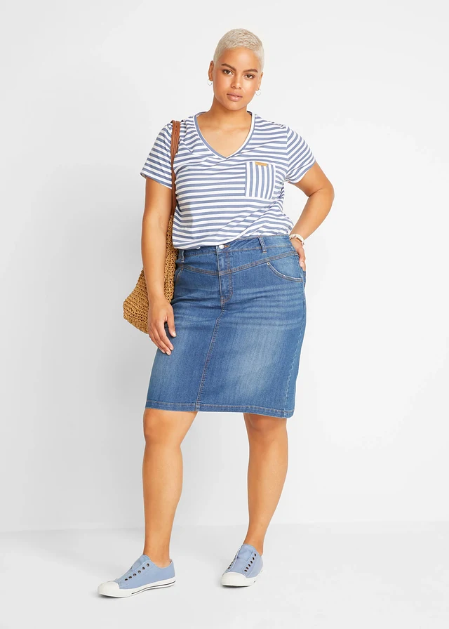 Stretch spijkerrok, Kleur: blauw denim used