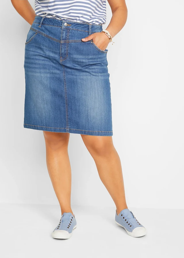 Stretch spijkerrok, Kleur: blauw denim used