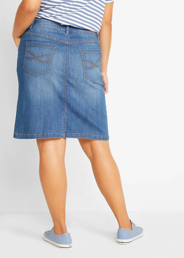 Stretch spijkerrok, Kleur: blauw denim used