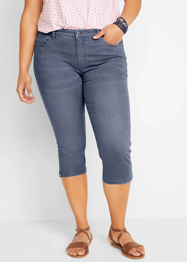 Stretch capri jeans, Kleur: blauwgrijs used