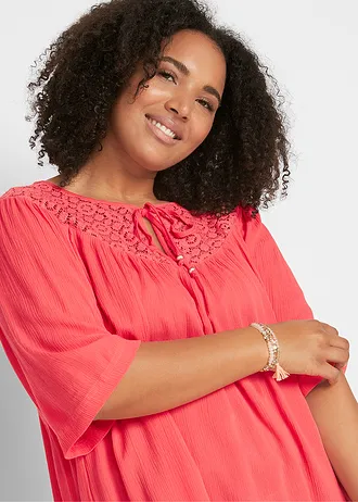 Lange crinkle tuniek, halflange mouw • olijfgroen plus size • bonprix online shop