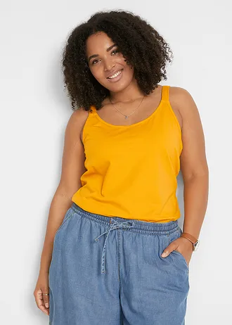 Longtop met biologisch katoen (set van 2), Kleur: saffraangeel - donkerblauw